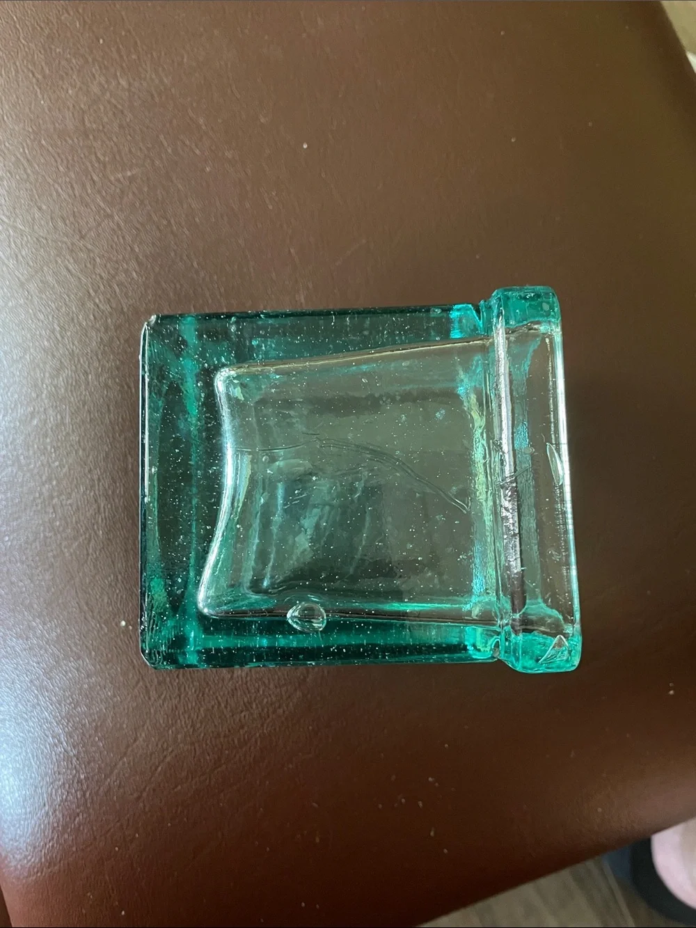 Square Teal Glass Votive Candle Holder